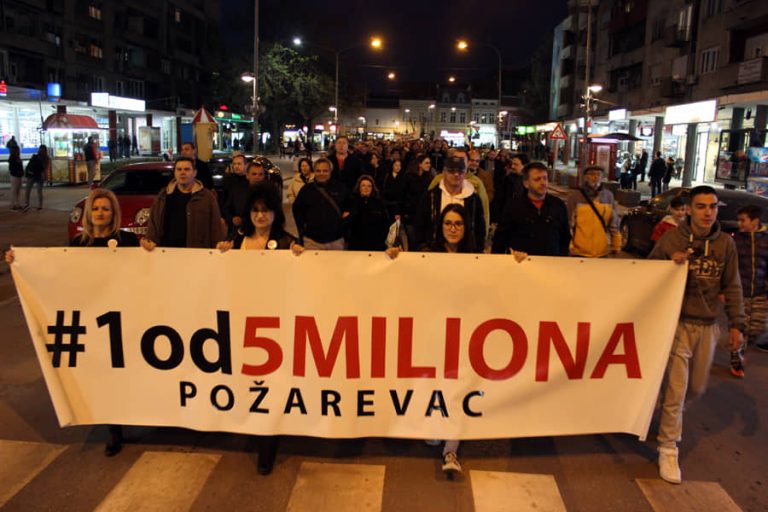 Десети протест „1 од 5 милиона“ у Пожаревцу
