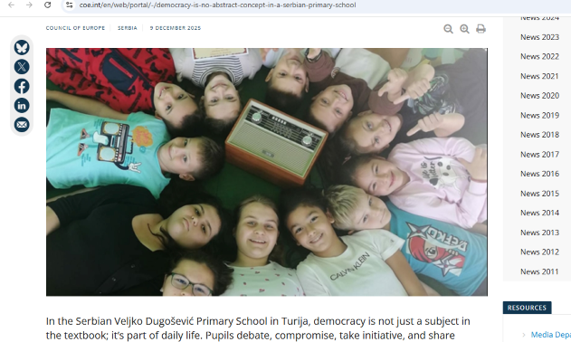 Савет Европе пише о школи из Турије